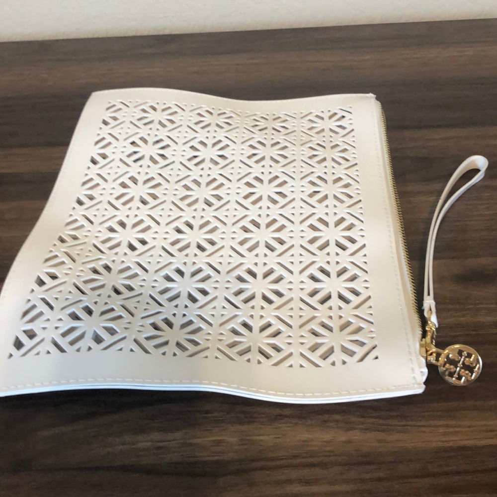 Elegant White Clutch with Gold Accents